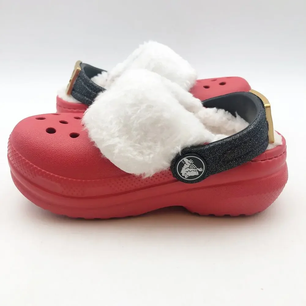 Crocs Little Kids Santa Classic Clogs Size C 8 Festive Red White Black NWT